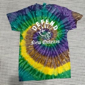 Brand New Defend New Orleans Mardi Gras Tie Dye T-Shirt Unisex Small